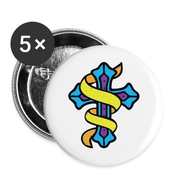 Ribboned Cross Emblem - Buttons large 2.2''/56 mm (5-pack) - white - Front