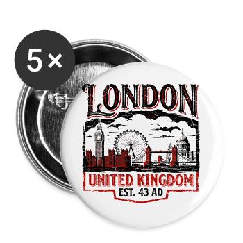 London United Kingdom Est 43 AD - Buttons large 2.2''/56 mm (5-pack) - white - Front