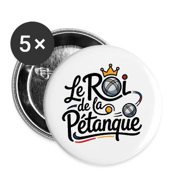 Le Roi de la Pétanque - Lot de 5 grands badges (56 mm) - blanc - Devant