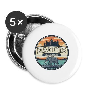 Retro Nantes Mechanisches Elefantenabzeichen - Buttons groß 56 mm (5er Pack) - Weiß - Vorne