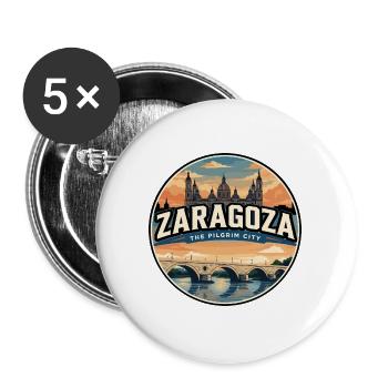 Insigne rétro de la Basilica du Pilar de Saragosse - Lot de 5 grands badges (56 mm) - blanc - Devant