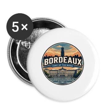 Emblème rétro Bordeaux Place de la Bourse - Lot de 5 grands badges (56 mm) - blanc - Devant