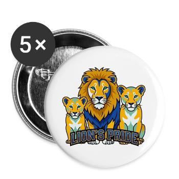 Mascotte sportive de Lion Pride Vector - Lot de 5 grands badges (56 mm) - blanc - Devant