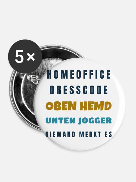 Homeoffice Dresscode Oben Hemd unten Jogger - Buttons groß 56 mm (5er Pack) - Weiß
