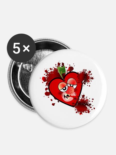 Halloween Kostüm Kirschen - Buttons groß 56 mm (5er Pack) - Weiß