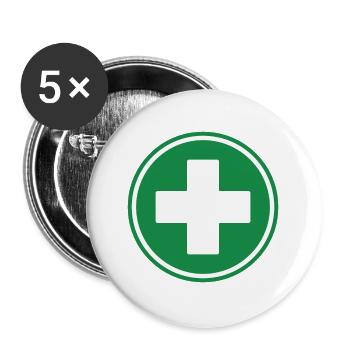 Premiers secours verts inter-soins médicaux d’urgence - Lot de 5 grands badges (56 mm) - blanc - Devant
