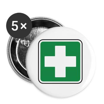 First Aid Medical Cross Green Gesundheitssicherheit - Buttons groß 56 mm (5er Pack) - Weiß - Vorne