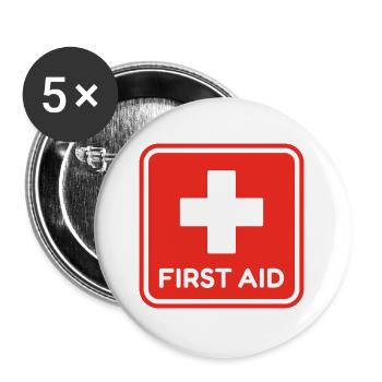 First Aid Red Medical Cross Healthcare Safety  - Lot de 5 grands badges (56 mm) - blanc - Devant