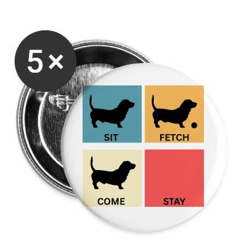 Basset Hound Dog Lover Cadeau pour la Maman du Chien - Lot de 5 grands badges (56 mm) - blanc - Devant