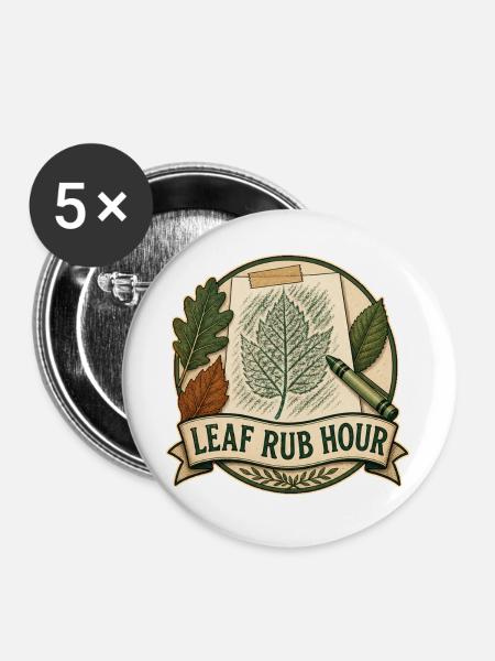 LEAF RUB HOUR - Buttons groß 56 mm (5er Pack) - Weiß