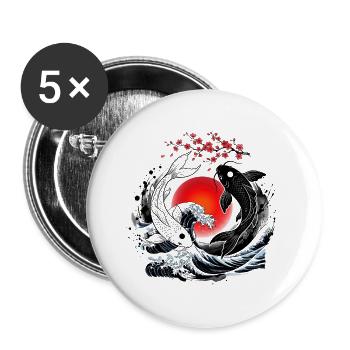 KOI FISH YIN YANG - Buttons large 2.2''/56 mm (5-pack) - white - Front
