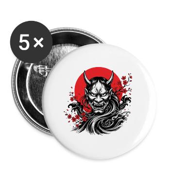 Oni MAsk - Lot de 5 grands badges (56 mm) - blanc - Devant