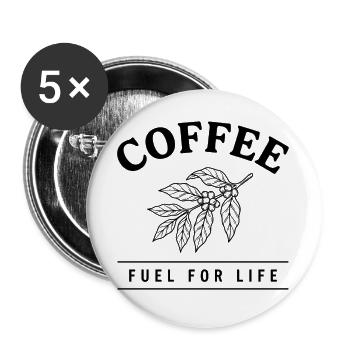 Carburant de café pour la vie – Kaffee Design - Lot de 5 grands badges (56 mm) - blanc - Devant