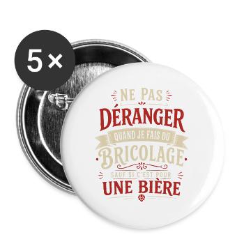 Nicht stören DIY-Bier Humor-Geschenk - Buttons groß 56 mm (5er Pack) - Weiß - Vorne