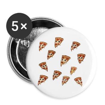 Pizzas - Buttons groß 56 mm (5er Pack) - Weiß - Vorne