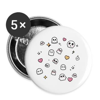 Ghosts - Lot de 5 grands badges (56 mm) - blanc - Devant