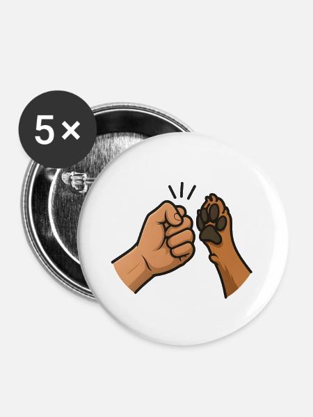 Fauststoß-Bindung über die Art hinweg Tierfreund - Buttons groß 56 mm (5er Pack) - Weiß