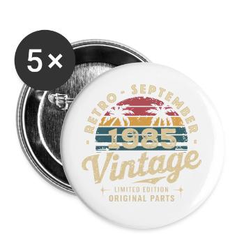 Vintage September 1985 Limited Edition September - Buttons groß 56 mm (5er Pack) - Weiß - Vorne