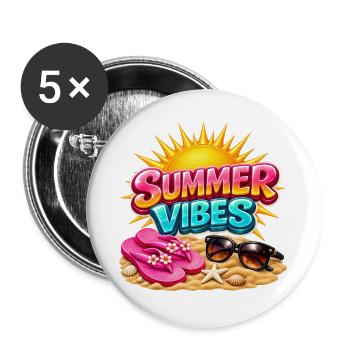 Summer Vibes: Summer Sunshine Atmosphere - Buttons large 2.2''/56 mm (5-pack) - white - Front