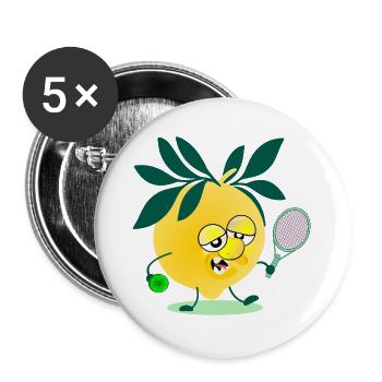 Kinder Tennis Zitrone - Buttons groß 56 mm (5er Pack) - Weiß - Vorne
