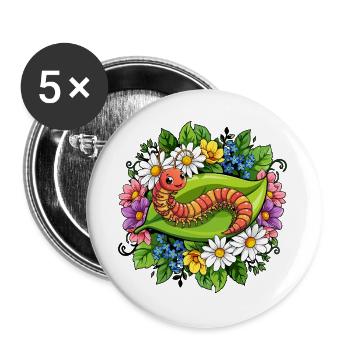 Centipede Cartoon - Buttons large 2.2''/56 mm (5-pack) - white - Front