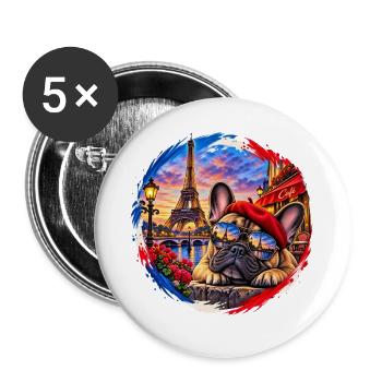 Paris Bulldog at sunset - Buttons large 2.2''/56 mm (5-pack) - white - Front