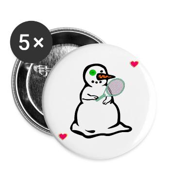 Winter Schneemann, Kinder Tennis - Buttons groß 56 mm (5er Pack) - Weiß - Vorne