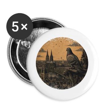  Funny Taubenzüchter Taubensport Brieftaube Herz - Buttons groß 56 mm (5er Pack) - Weiß - Vorne