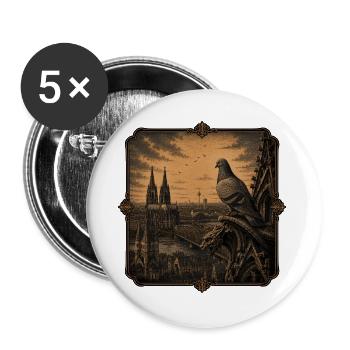 Pigeon amateur de pigeons sport, cœur de pigeon voyageur - Lot de 5 grands badges (56 mm) - blanc - Devant