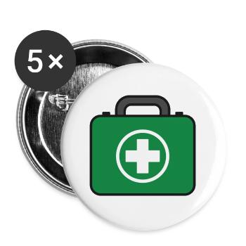 Grünes Erste-Hilfe-Set - Buttons groß 56 mm (5er Pack) - Weiß - Vorne