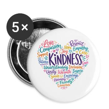 Freundlichkeit Mitgefühl Empathie Respekt - Buttons groß 56 mm (5er Pack) - Weiß - Vorne