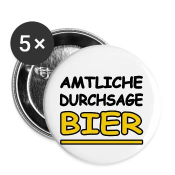 Bier - Buttons groß 56 mm (5er Pack) - Weiß - Vorne