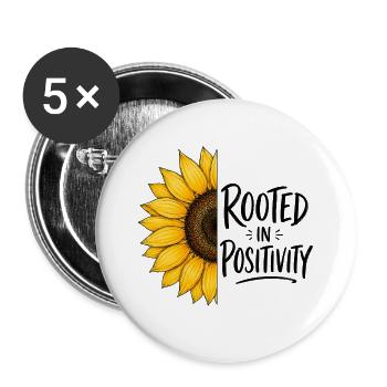 Sonnenblume: Wurzeln der Positivität - Buttons groß 56 mm (5er Pack) - Weiß - Vorne