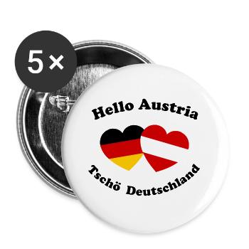 Hallo Österreich Auswandern - Buttons groß 56 mm (5er Pack) - Weiß - Vorne