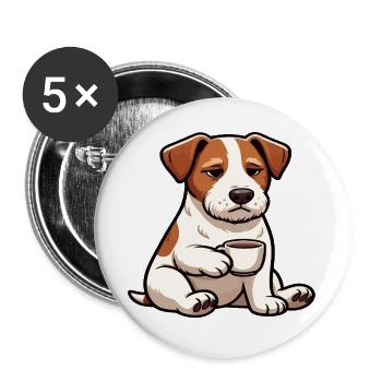 Jack Russel terrier Jack russel Besitzer Jacky - Buttons groß 56 mm (5er Pack) - Weiß - Vorne
