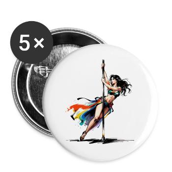 Pole Dance Kunst Skizze - Leidenschaft & Farbe - Buttons groß 56 mm (5er Pack) - Weiß - Vorne
