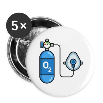 Blauer Sauerstofftank - Buttons groß 56 mm (5er Pack) - Weiß - Vorne