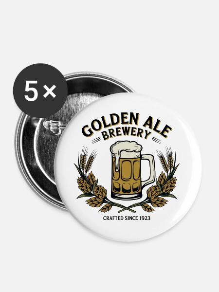 Golden Ale - Buttons groß 56 mm (5er Pack) - Weiß