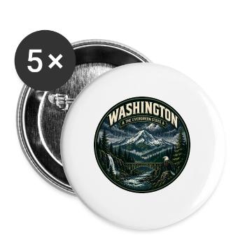 Washington Evergreen State Vintage Eagle Abzeichen - Buttons groß 56 mm (5er Pack) - Weiß - Vorne