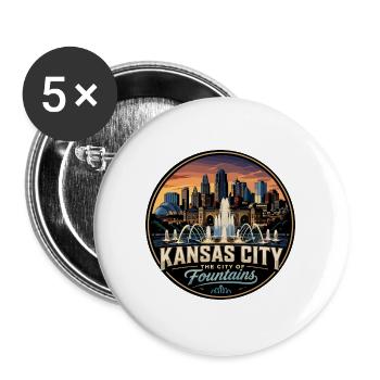 Kansas City of Fountains Retro-Emblem - Buttons groß 56 mm (5er Pack) - Weiß - Vorne