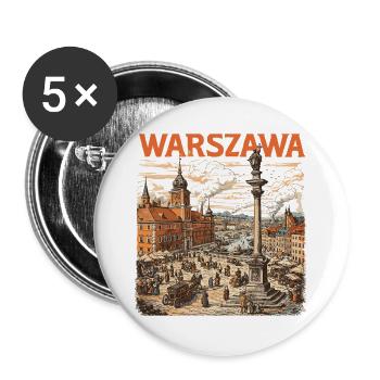 Warszawa 1800: Vintage Warschau Grafik Design - Buttons groß 56 mm (5er Pack) - Weiß - Vorne
