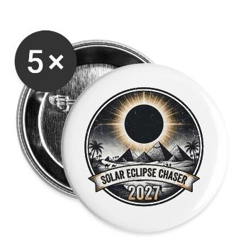 Sonnenfinsternisjäger 2027 - Buttons groß 56 mm (5er Pack) - Weiß - Vorne