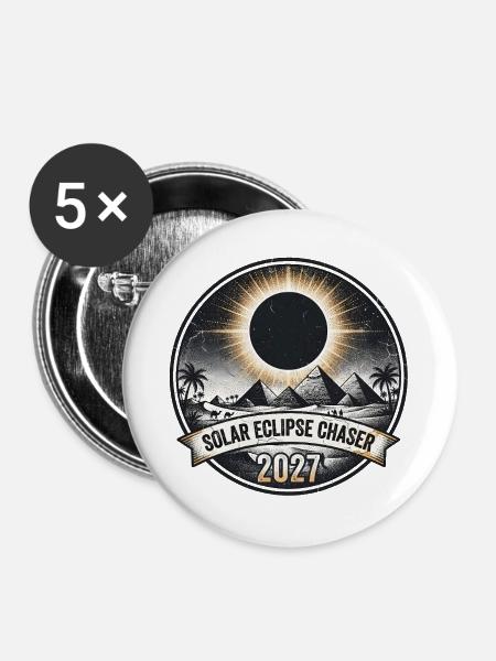 Sonnenfinsternisjäger 2027 - Buttons groß 56 mm (5er Pack) - Weiß