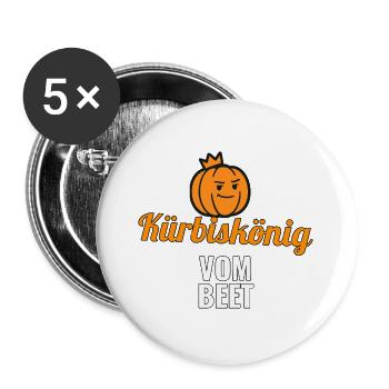 Kürbiskönig vom Beet – Shirt für Gärtner Garten - Buttons groß 56 mm (5er Pack) - Weiß - Vorne