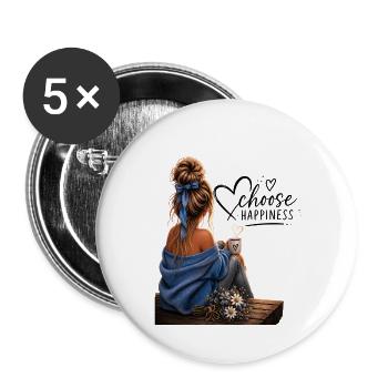Choose Happiness: Cozy Blue Moment - Buttons groß 56 mm (5er Pack) - Weiß - Vorne