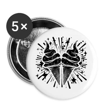 Eis Comic - Buttons groß 56 mm (5er Pack) - Weiß - Vorne
