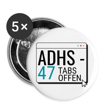 ADHS – 47 Tabs offen - Buttons groß 56 mm (5er Pack) - Weiß - Vorne