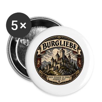 Burgliebe – Mein Zuhause in einer anderen Zeit - Buttons groß 56 mm (5er Pack) - Weiß - Vorne