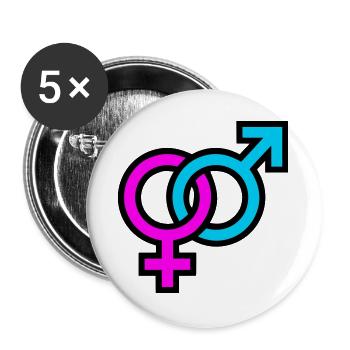 Gender Symbole Grafik - Buttons groß 56 mm (5er Pack) - Weiß - Vorne