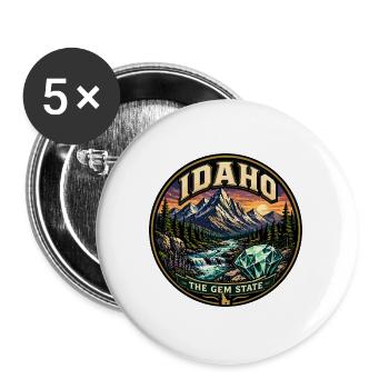 Idaho Das Gem State Retro Mountain Emerald Abzeichen - Buttons groß 56 mm (5er Pack) - Weiß - Vorne
